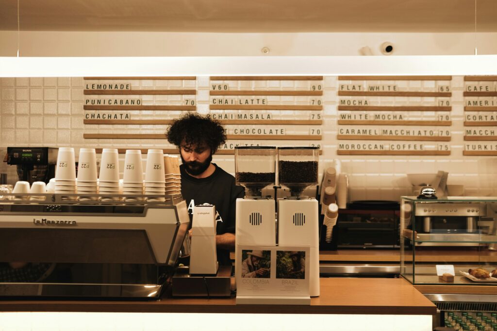 Barista working in a cafe